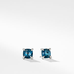 David Yurman Earrings with Hampton Blue Topaz and Diamonds