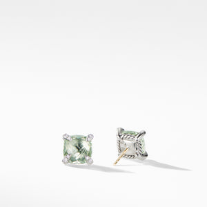 Châtelaine® Stud Earrings with Prasiolite and Diamonds