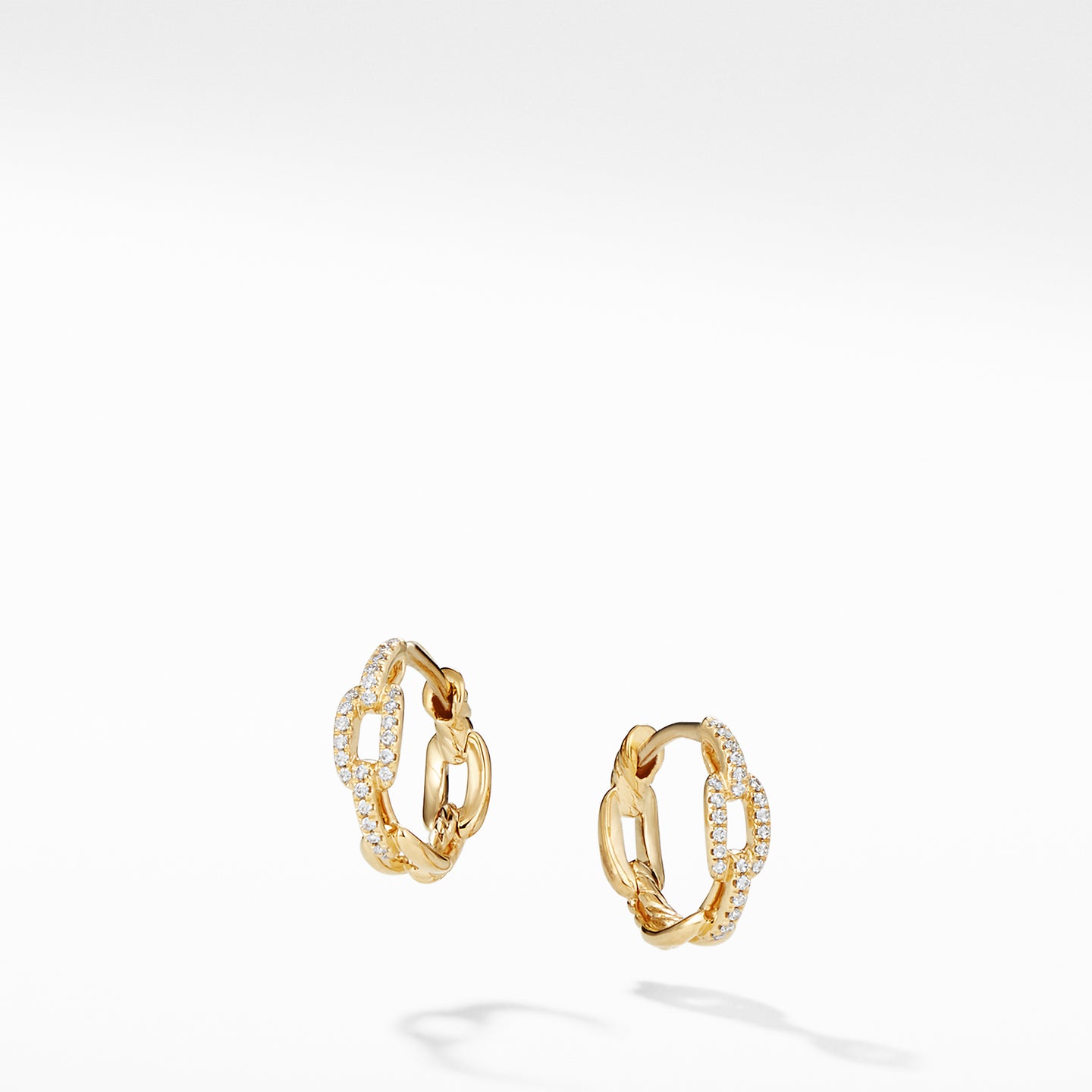 Stax Chain Link Huggie Hoop Earrings with Diamonds in 18K Gold