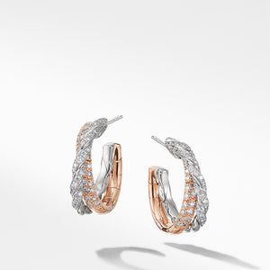 Pavéflex Petite Hoop Earrings with Diamonds in 18K Rose Gold