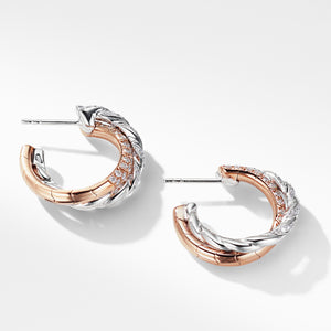 Pavéflex Petite Hoop Earrings with Diamonds in 18K Rose Gold