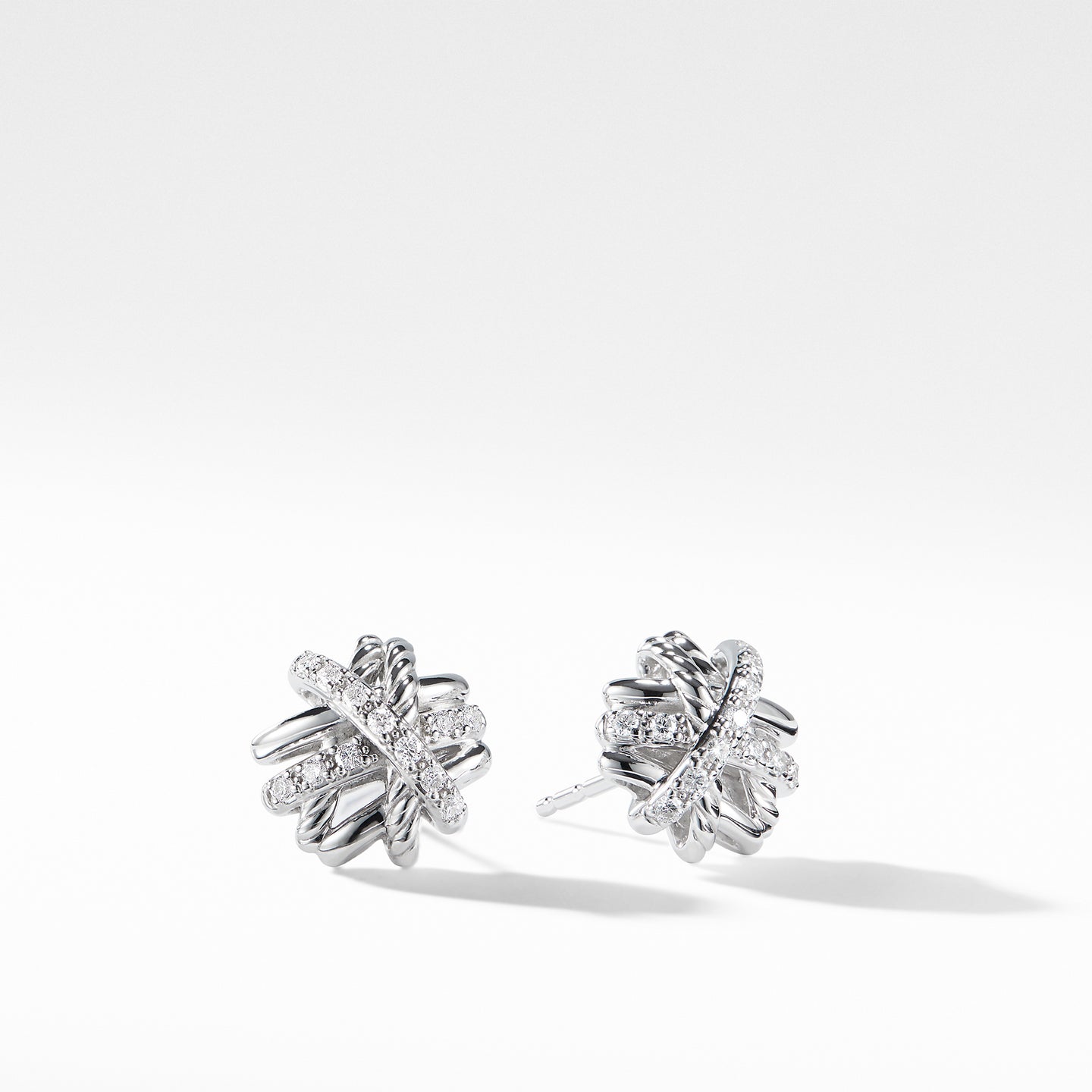 David Yurman 11mm Crossover Earrings with Diamonds