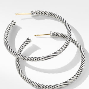 David Yurman Sterling Silver Medium Cable Hoop Earrings