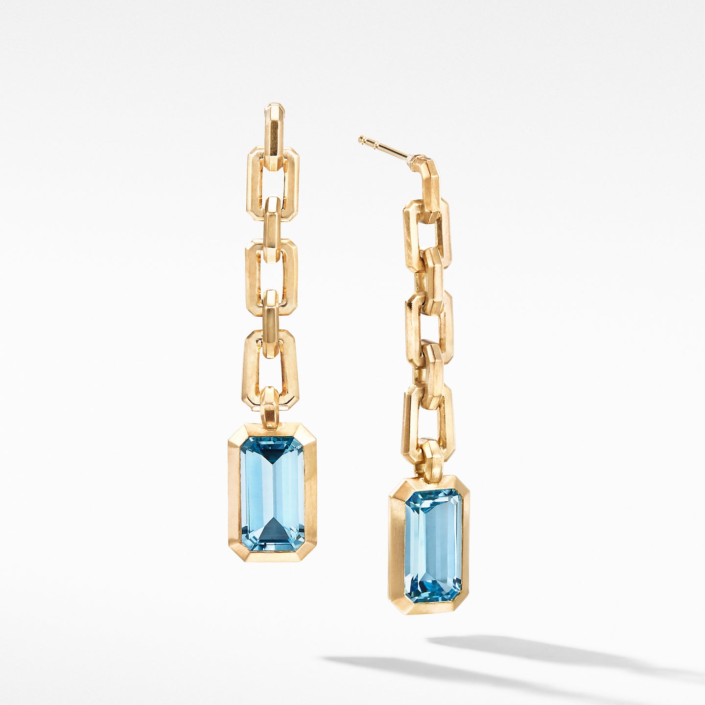 Novella Chain Drop Earrings in 18K Yellow Gold with Blue Topaz