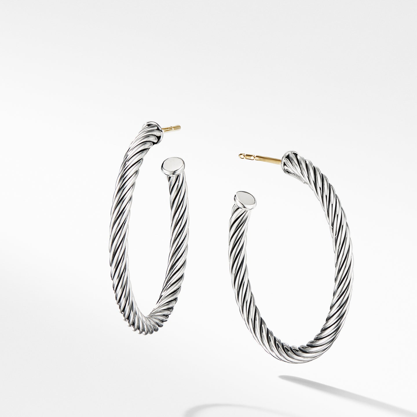 David Yurman Silver Cable Hoop Earrings | Fink's Jewelers