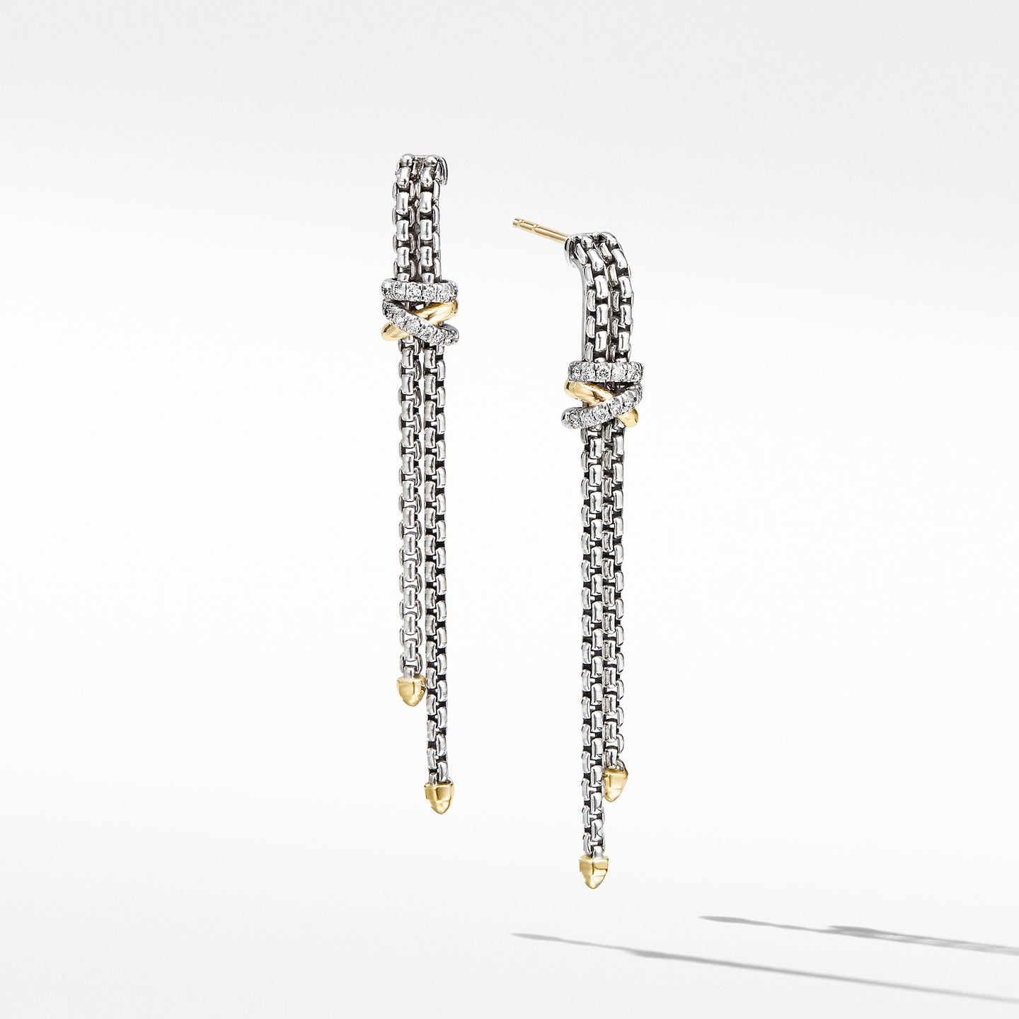 Helena Chain Drop Earrings with 18K Yellow Gold and Diamonds