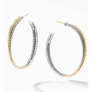 David Yurman Crossover XL Cable Hoop Earrings with 18K Yellow Gold