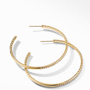 Large Hoop Earrings in 18K Yellow Gold with Pavé Diamonds