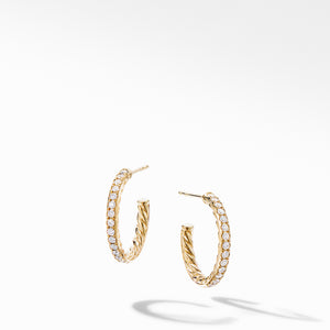 Extra-Small Hoop Earrings in 18K Yellow Gold with Pavé Diamonds