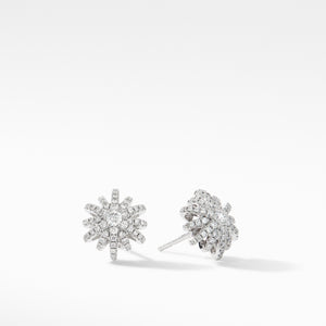 Starburst Small Stud Earrings in 18K White Gold with Pavé Diamonds