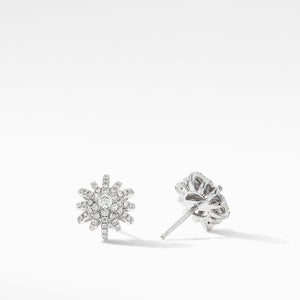 Starburst Small Stud Earrings in 18K White Gold with Pavé Diamonds