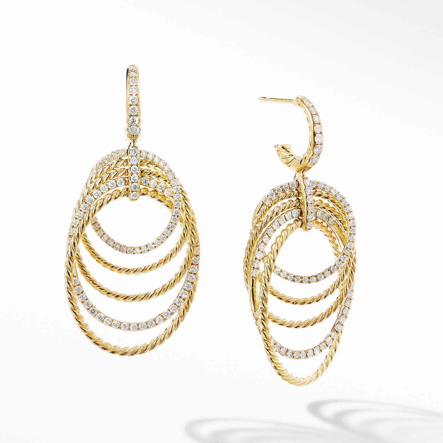 DY Origami Drop Earrings in 18K Yellow Gold with Diamonds
