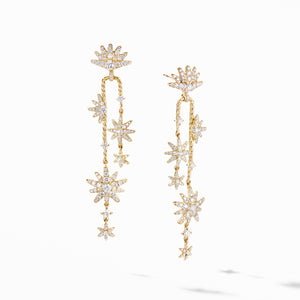 Starburst Cascade Earrings in 18K Yellow Gold with Pavé Diamonds