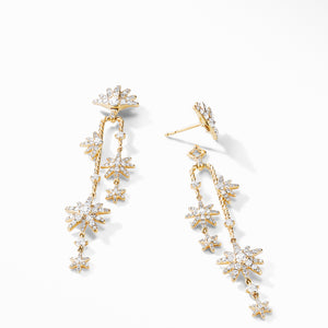 Starburst Cascade Earrings in 18K Yellow Gold with Pavé Diamonds