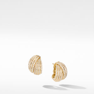 DY Origami Shrimp Earrings in 18K Yellow Gold with Diamonds