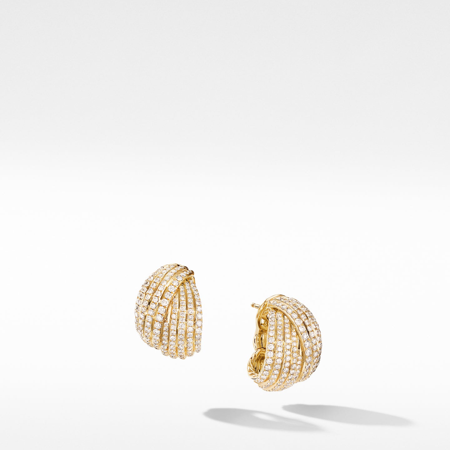 DY Origami Shrimp Earrings in 18K Yellow Gold with Diamonds