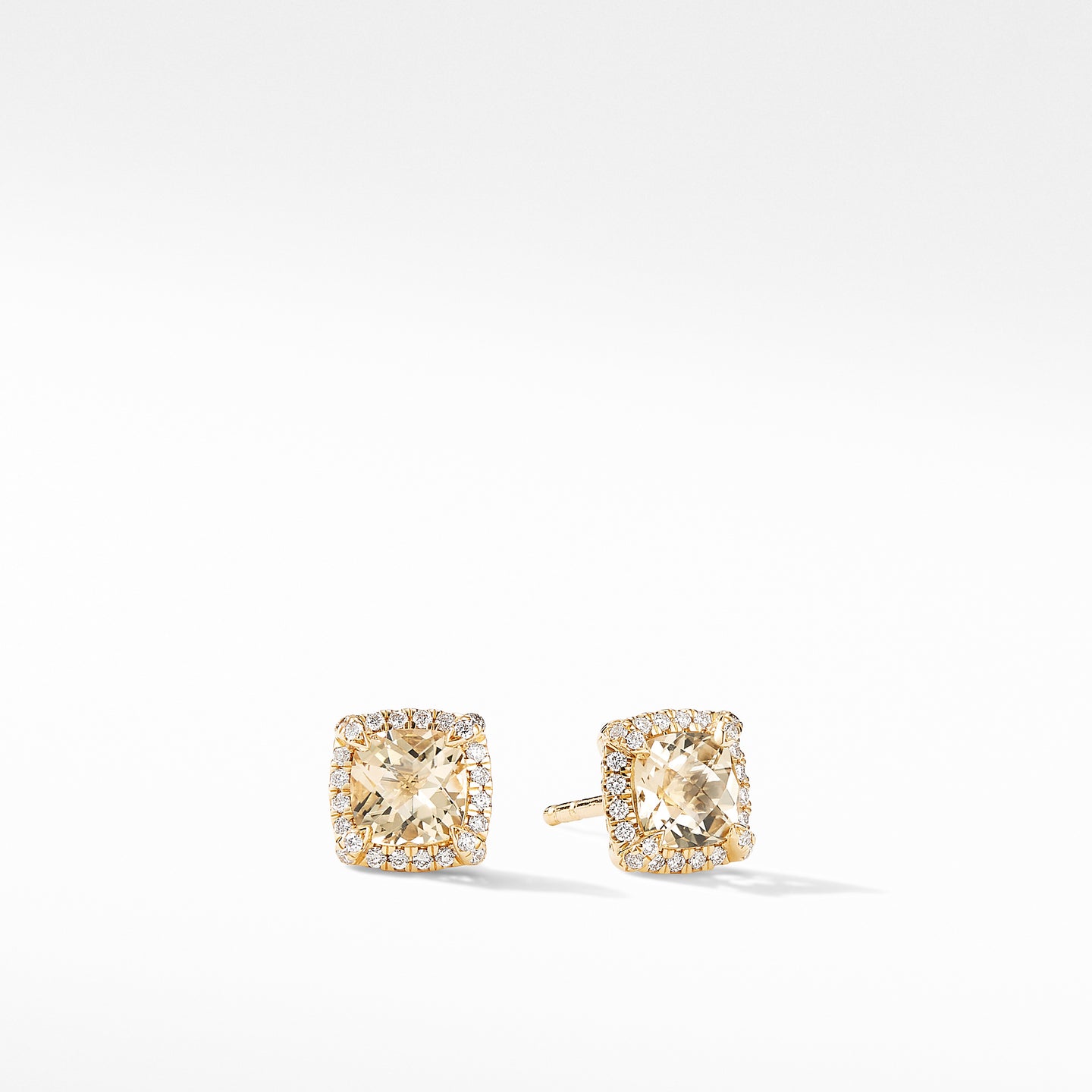 Petite Chatelaine® Pavé Bezel Stud Earring in 18K Yellow Gold with Champagne Citrine