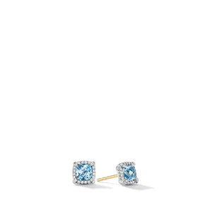 David Yurman Blue Topaz and Diamond Stud Earrings