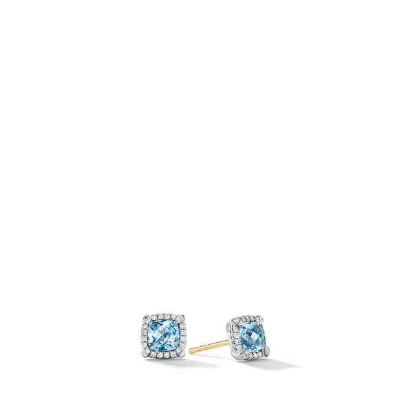 David Yurman Blue Topaz and Diamond Stud Earrings