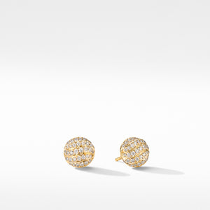Mini Cable Stud Earrings in 18K Yellow Gold with Diamonds