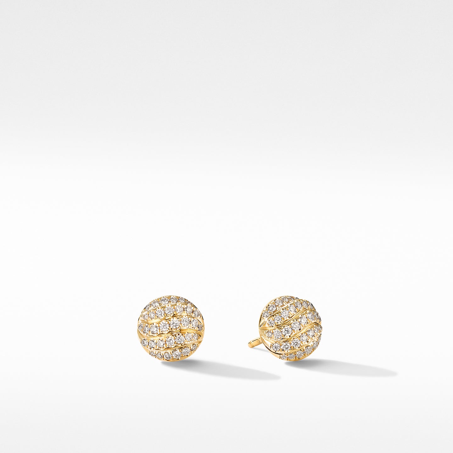 Mini Cable Stud Earrings in 18K Yellow Gold with Diamonds