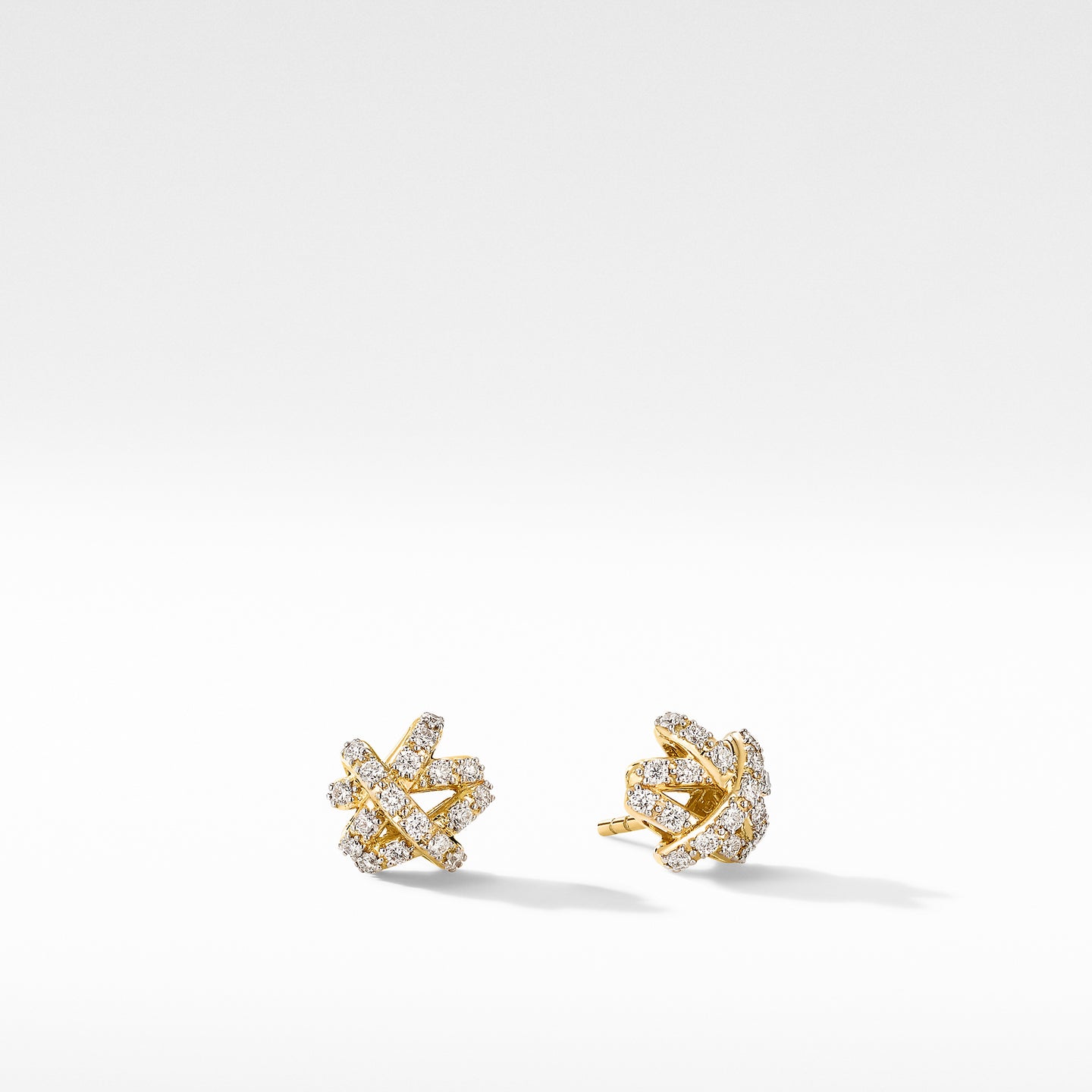 David Yurman Crossover Stud Earrings in 18K Yellow Gold with Diamonds