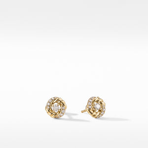 Petite Infinity Stud Earrings in 18K Yellow Gold with Diamonds