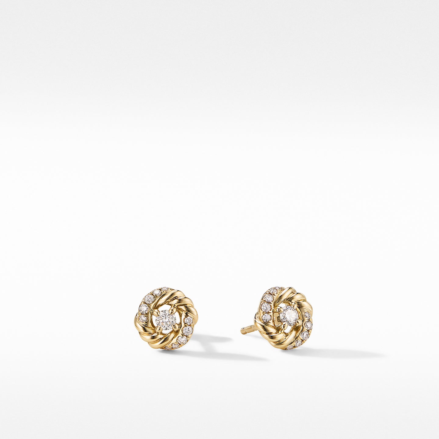 Petite Infinity Stud Earrings in 18K Yellow Gold with Diamonds