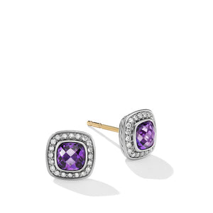 Petite Albion Stud Earrings with Amethyst and Pavé Diamonds