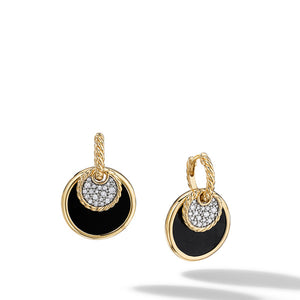 David Yurman DY Elements Drop Earrings in 18K Yellow Gold with Diamonds & Black Onyx Reversible to Mother of Pearl