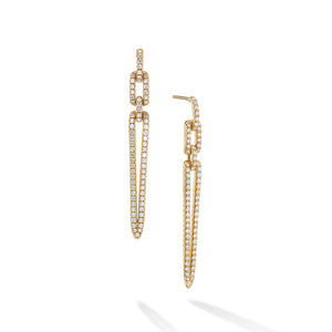 Stax Elongated Drop Earrings in 18K Yellow Gold with Pavé Diamonds