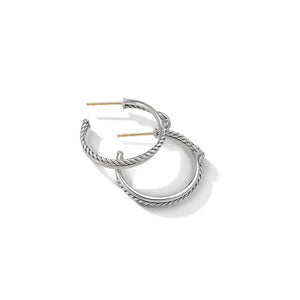 Petite X Hoop Earrings with Pavé Diamonds