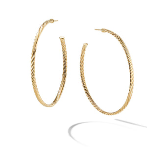 Sculpted Cable Hoop Earrings in 18K Yellow Gold