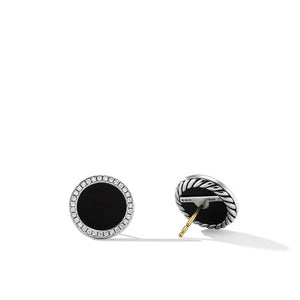 DY Elements Button Earrings with Black Onyx and Pavé Diamonds
