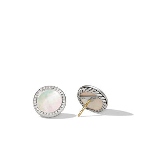 DY Elements Button Earrings with Mother of Pearl and Pavé Diamonds