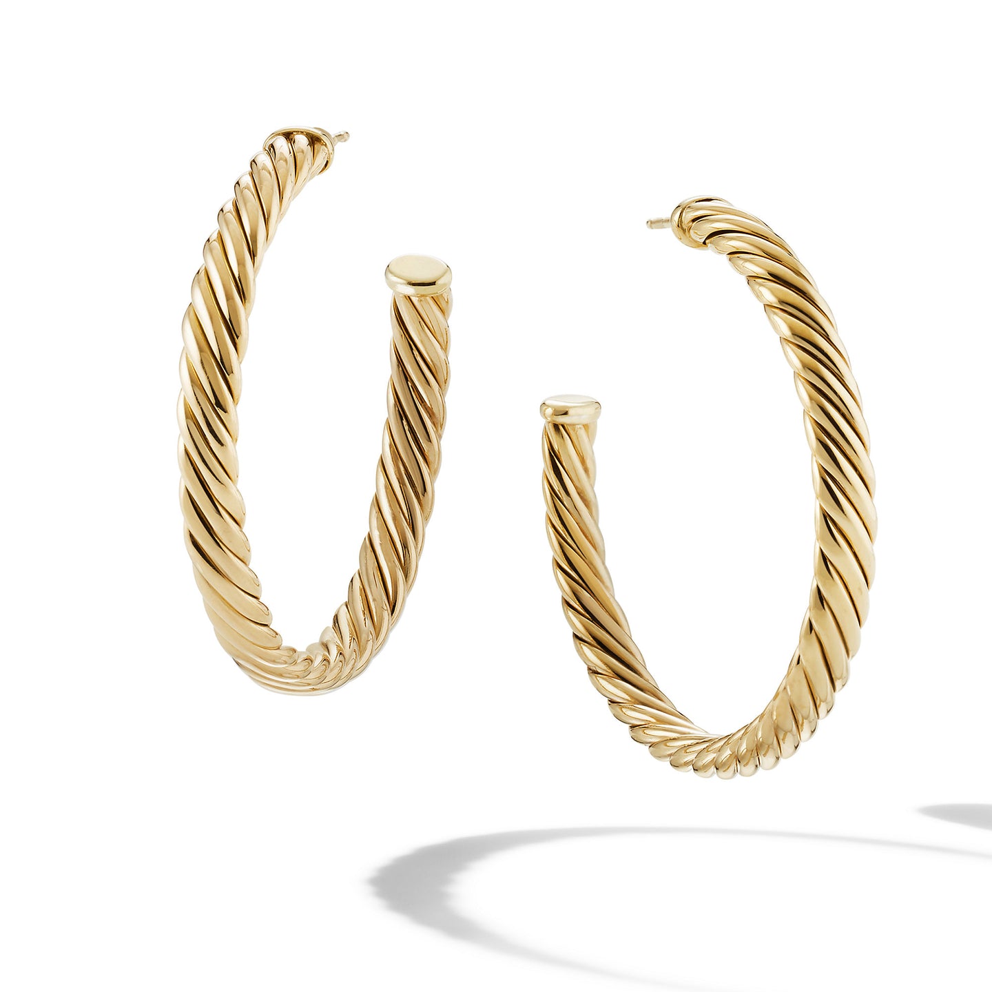 Sculpted Cable Hoop Earrings in 18K Yellow Gold
