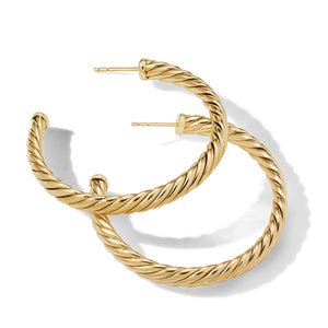 Sculpted Cable Hoop Earrings in 18K Yellow Gold