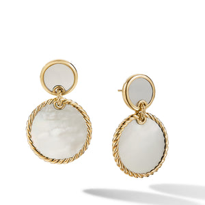 DY Elements® Double Drop Earrings in 18K Yellow Gold with Mother of Pearl