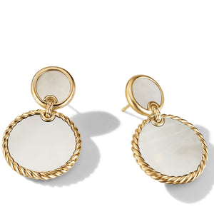 DY Elements® Double Drop Earrings in 18K Yellow Gold with Mother of Pearl
