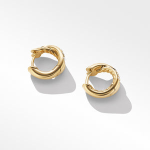 Pavé Crossover Hoop Earrings in 18K Yellow Gold with Diamonds