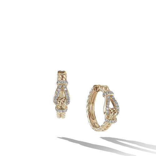 Thoroughbred Loop Hoop Earrings in 18K Yellow Gold with Pavé Diamonds