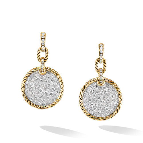 DY Elements Convertible Drop Earrings in 18K Yellow Gold with Pavé Diamonds