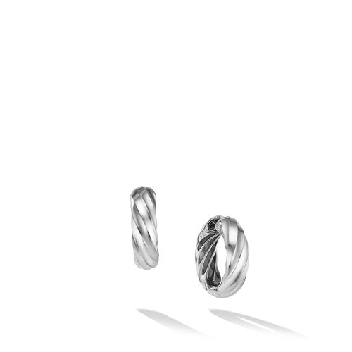 Cable Edge Hoop Earrings in Recycled Sterling Silver