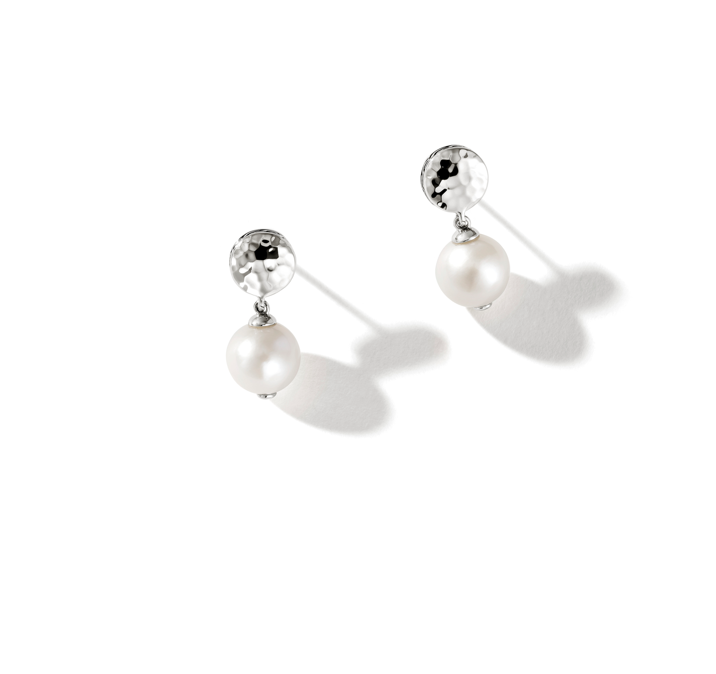 John Hardy Hammered Silver Earrings with Fresh Water Pearls