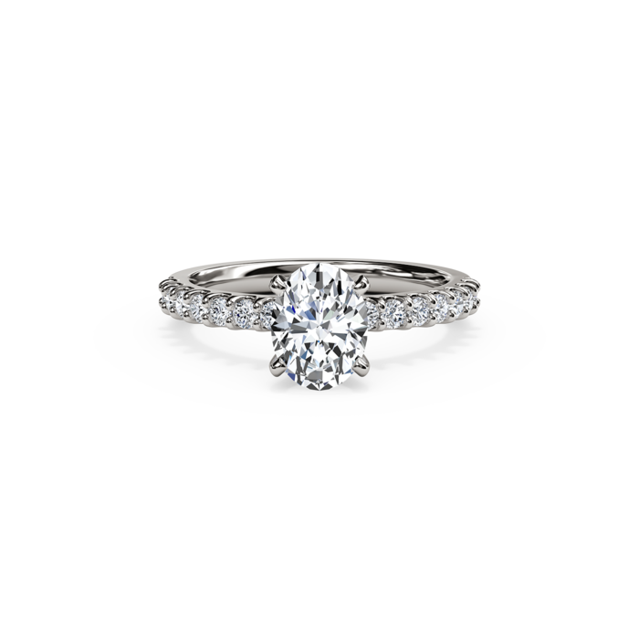 The Studio Collection Oval Center Diamond and Diamond Shank Engagement Ring