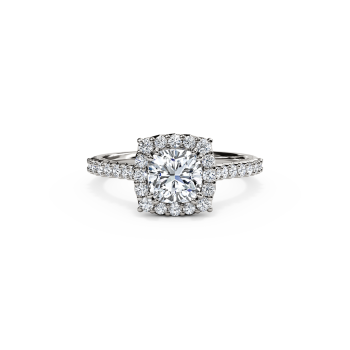 The Studio Collection Cushion Center Diamond and Cushion Halo Engagement Ring