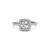 Round Center Diamond with Cushion Halo Engagement Ring in Platinum