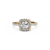 Round Center Diamond with Cushion Halo Engagement Ring in Yellow Gold