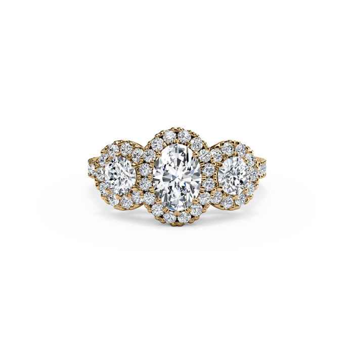 The Studio Collection Oval Diamond Halo Three Stone Engagement Ring