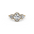 The Studio Collection Round Diamond Halo Three Stone Engagement Ring
